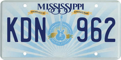 MS license plate KDN962