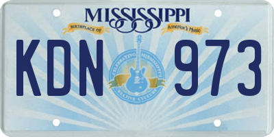 MS license plate KDN973