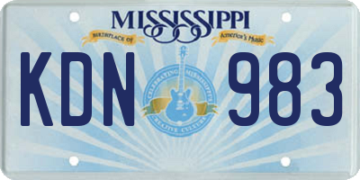 MS license plate KDN983