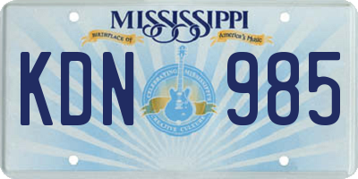 MS license plate KDN985
