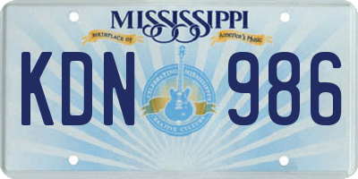 MS license plate KDN986