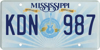 MS license plate KDN987