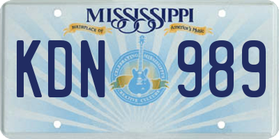 MS license plate KDN989