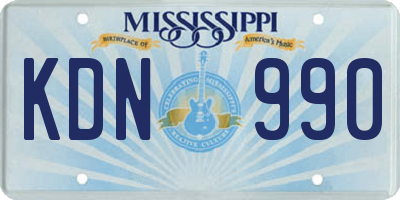 MS license plate KDN990