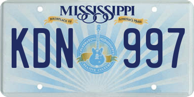 MS license plate KDN997