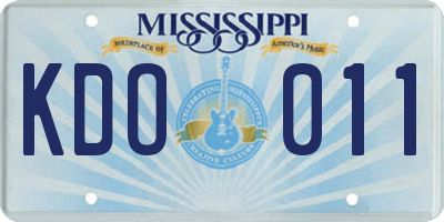 MS license plate KDO011