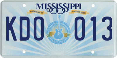 MS license plate KDO013