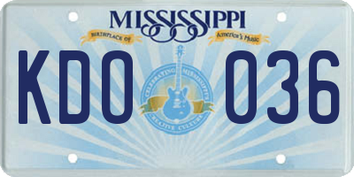 MS license plate KDO036