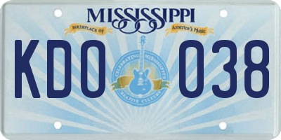 MS license plate KDO038