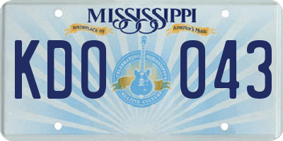 MS license plate KDO043