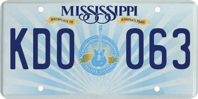 MS license plate KDO063