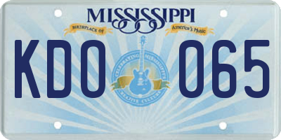 MS license plate KDO065