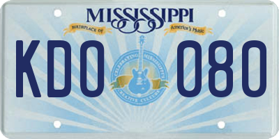 MS license plate KDO080