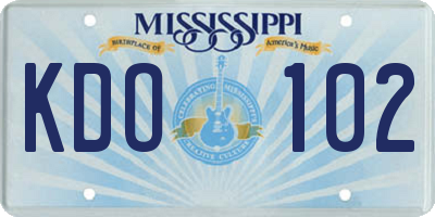MS license plate KDO102