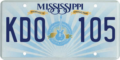 MS license plate KDO105