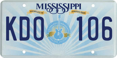 MS license plate KDO106