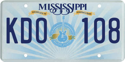 MS license plate KDO108