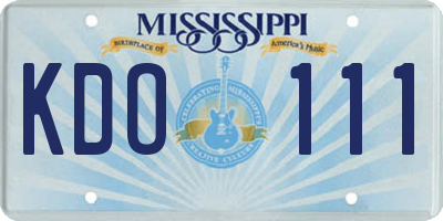 MS license plate KDO111