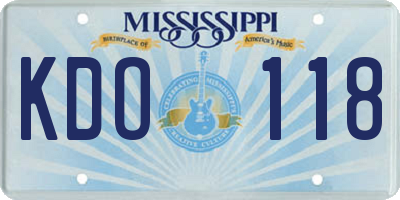 MS license plate KDO118