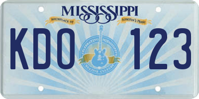MS license plate KDO123