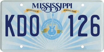 MS license plate KDO126
