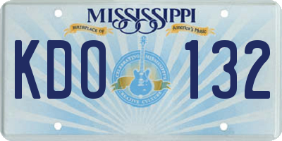 MS license plate KDO132