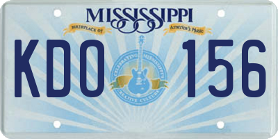 MS license plate KDO156