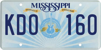 MS license plate KDO160