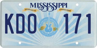 MS license plate KDO171