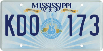 MS license plate KDO173