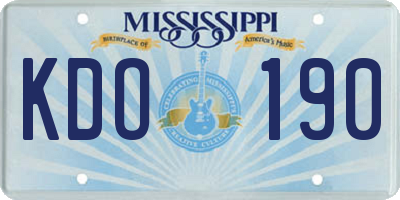 MS license plate KDO190