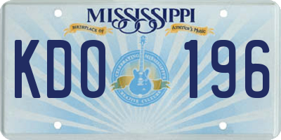 MS license plate KDO196