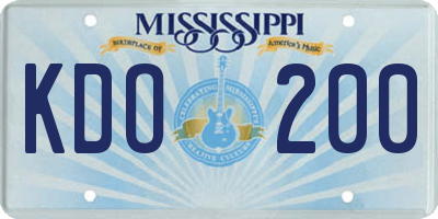 MS license plate KDO200