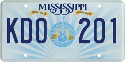 MS license plate KDO201