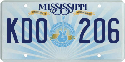 MS license plate KDO206