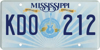 MS license plate KDO212