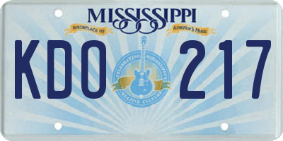 MS license plate KDO217