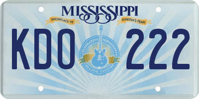 MS license plate KDO222