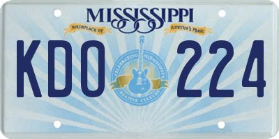 MS license plate KDO224