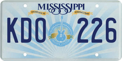 MS license plate KDO226