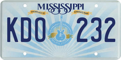 MS license plate KDO232