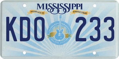 MS license plate KDO233