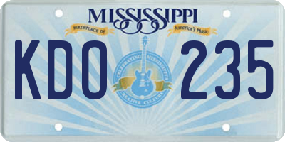 MS license plate KDO235