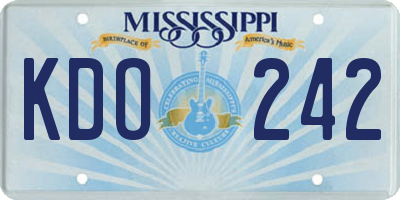 MS license plate KDO242
