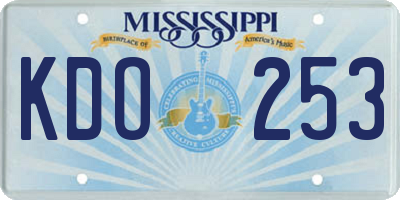 MS license plate KDO253
