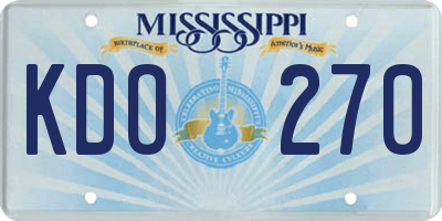 MS license plate KDO270