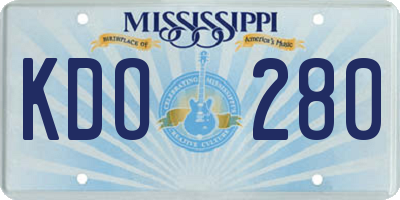 MS license plate KDO280