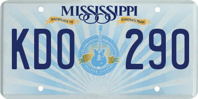 MS license plate KDO290