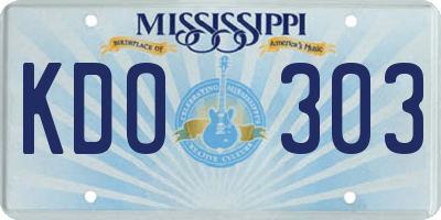 MS license plate KDO303