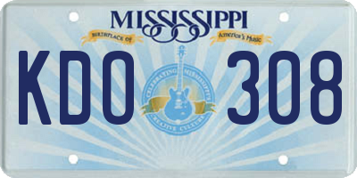 MS license plate KDO308